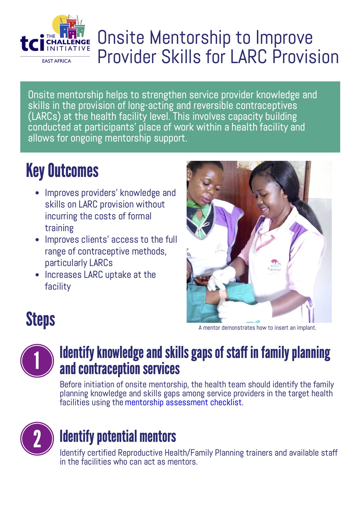 Onsite Mentorship to Improve LARC Provision Job Aid