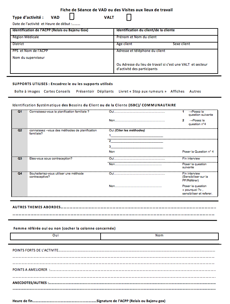 Fiche de Séance ISBC com – VAD ou VALT a imprimer