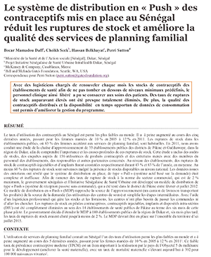 Le Système de Distribution en « Push » des Contraceptifs mis en Place au Sénégal réduit les Ruptures de Stock et Améliore la Qualité des Services de Planning