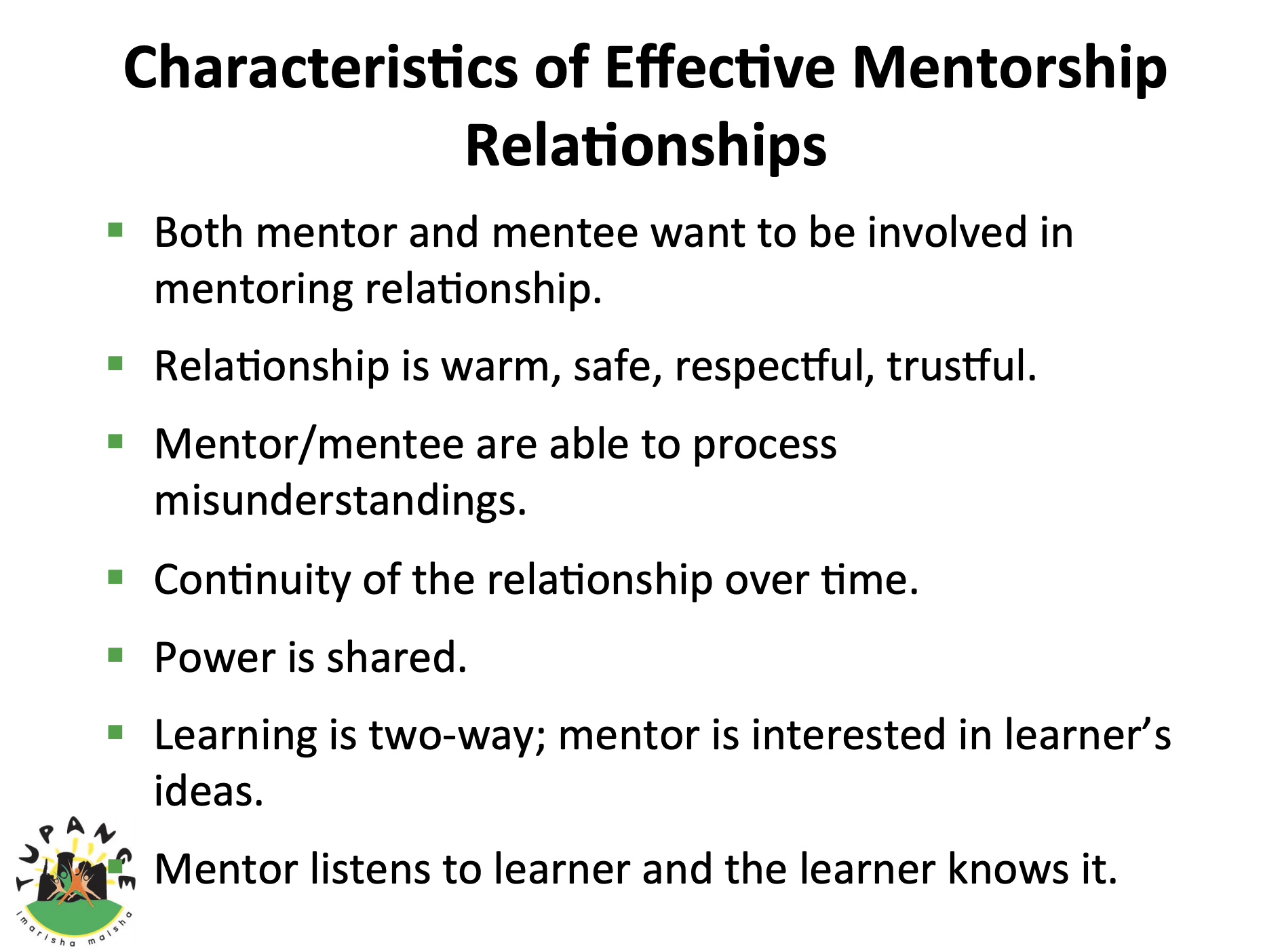 Caractéristiques des relations de mentorat efficaces