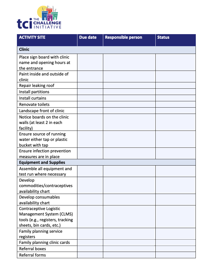 Checklist du réaménagement de la structure sanitaire en 72h