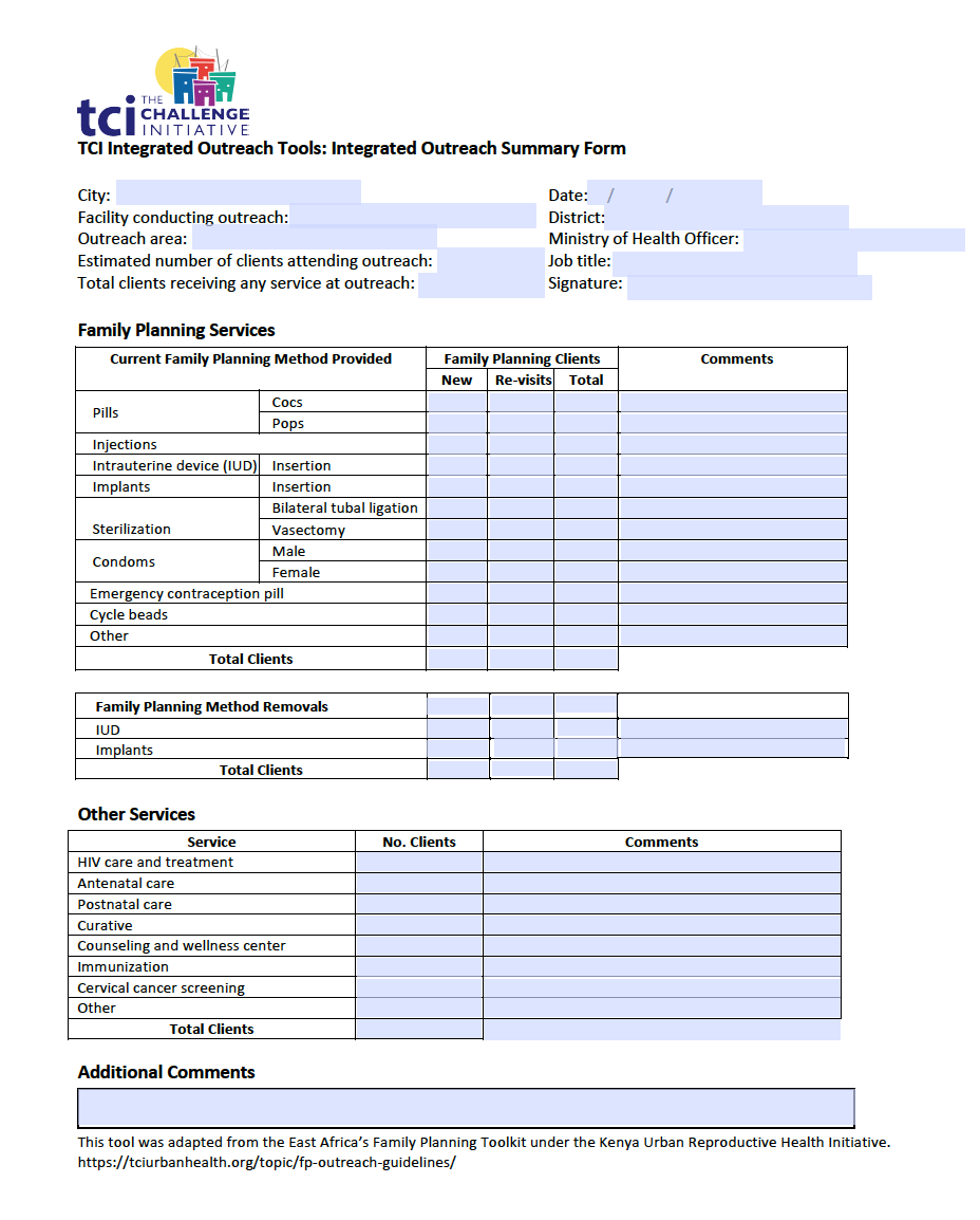 Integrated Outreach Summary Form