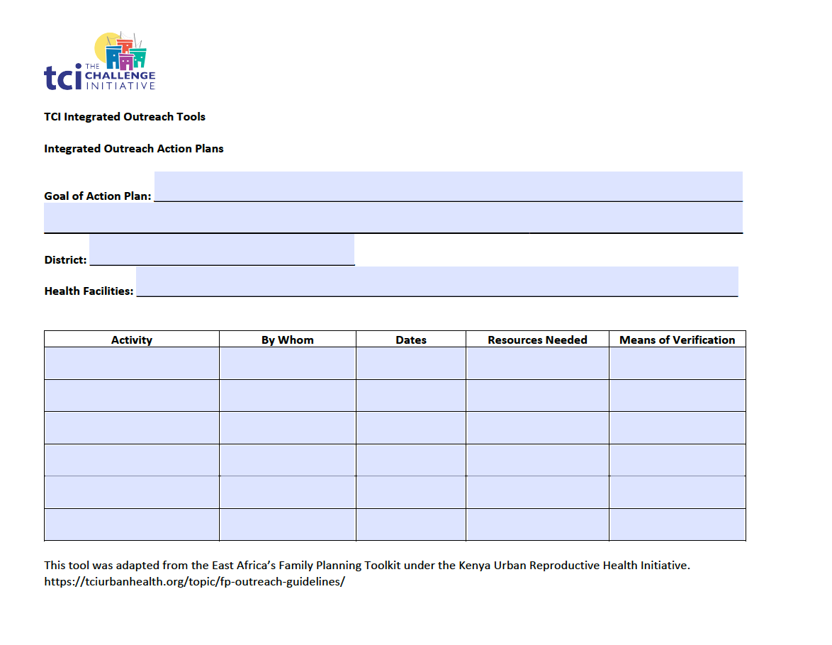 Integrated Outreach Group Action Plans