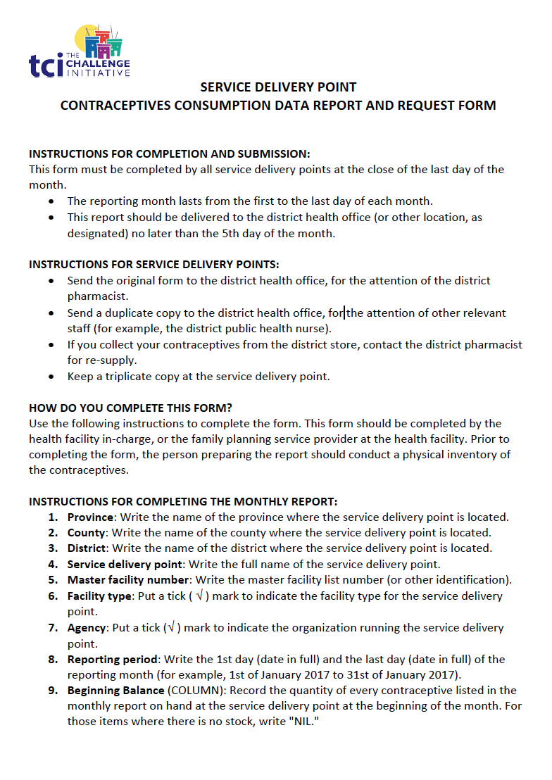 Contraceptives Data Report and Request (CDRR) Tool