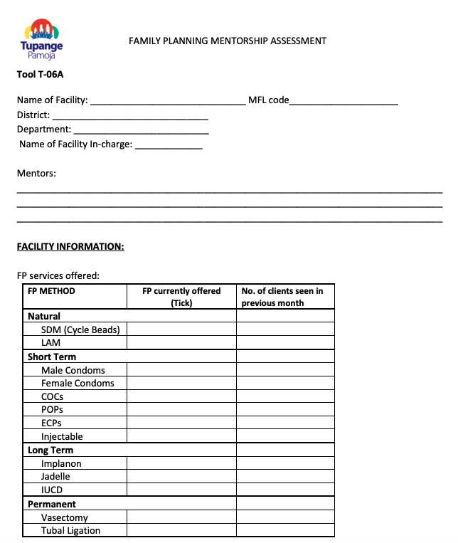 Mentorship Assessment Checklist