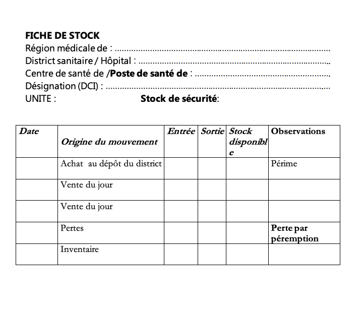 Fiche de Stock