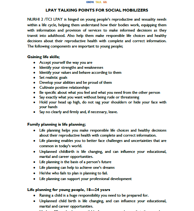 LPAY Talking Points for Social Mobilizers