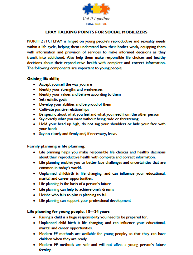 LPAY Talking Points for Social Mobilizers