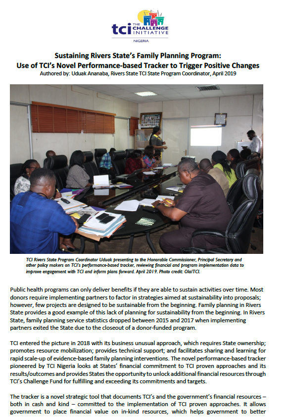 Use of TCI’s Novel Performance-based Tracker to Trigger Positive Changes