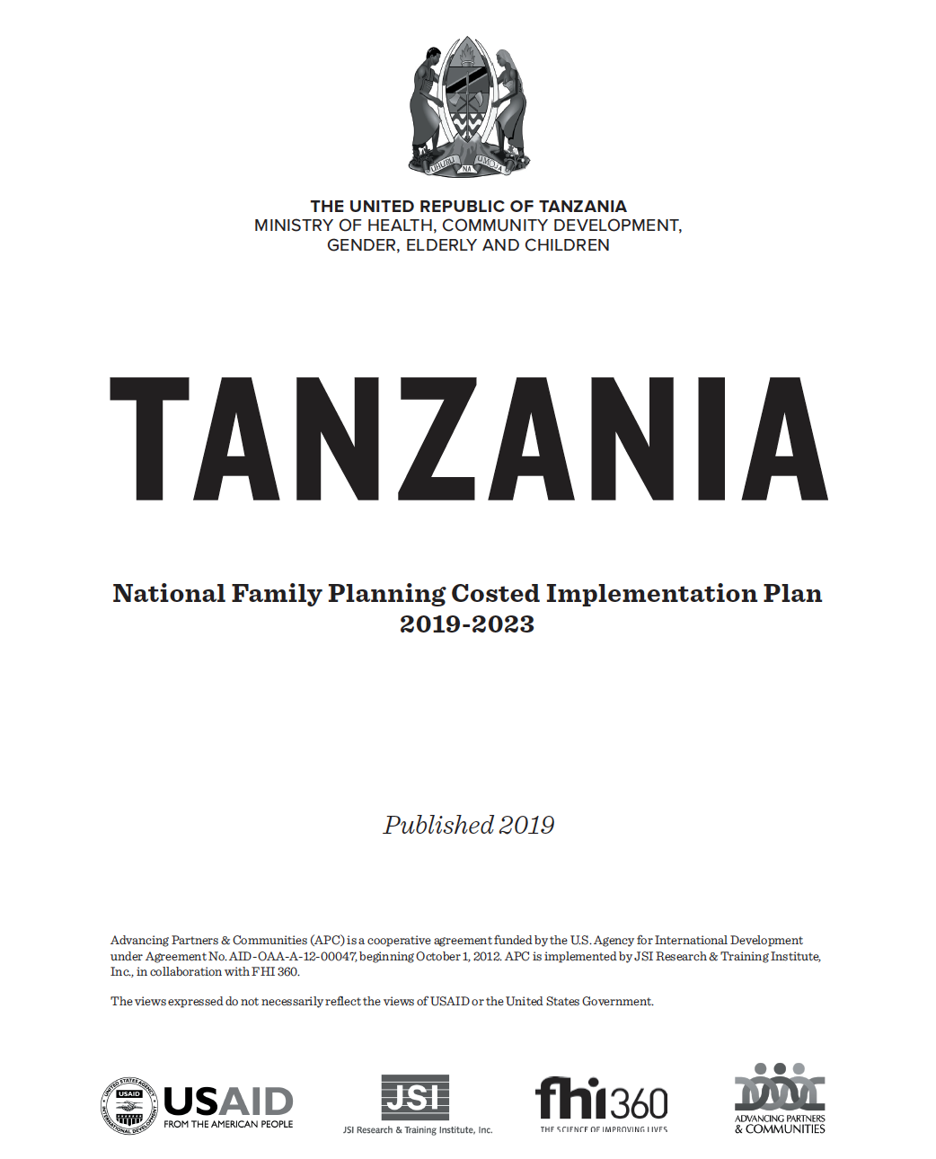 Tanzania National Family Planning Costed Implementation Plan (2019-2023)