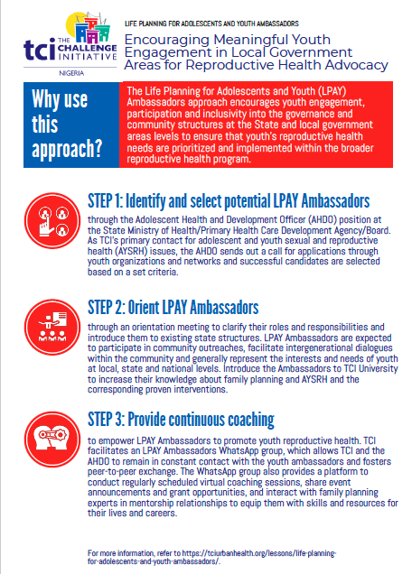 Life Planning for Adolescents and Youth (LPAY) Ambassador Job Aid