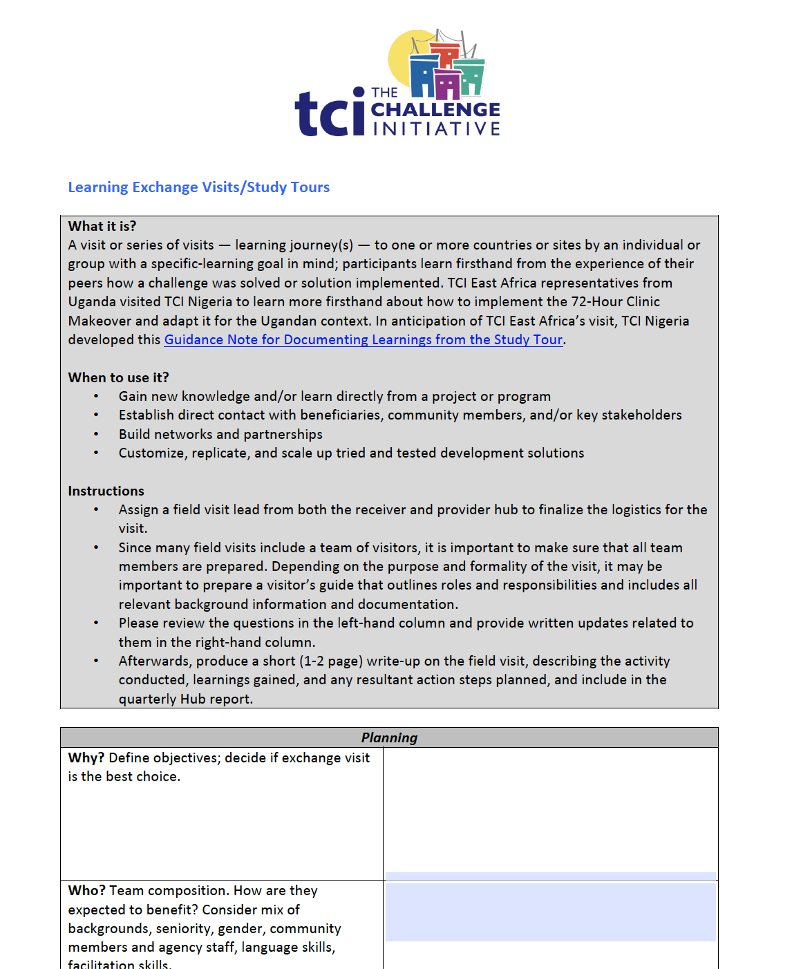 Learning Exchange Visits / Study Tours