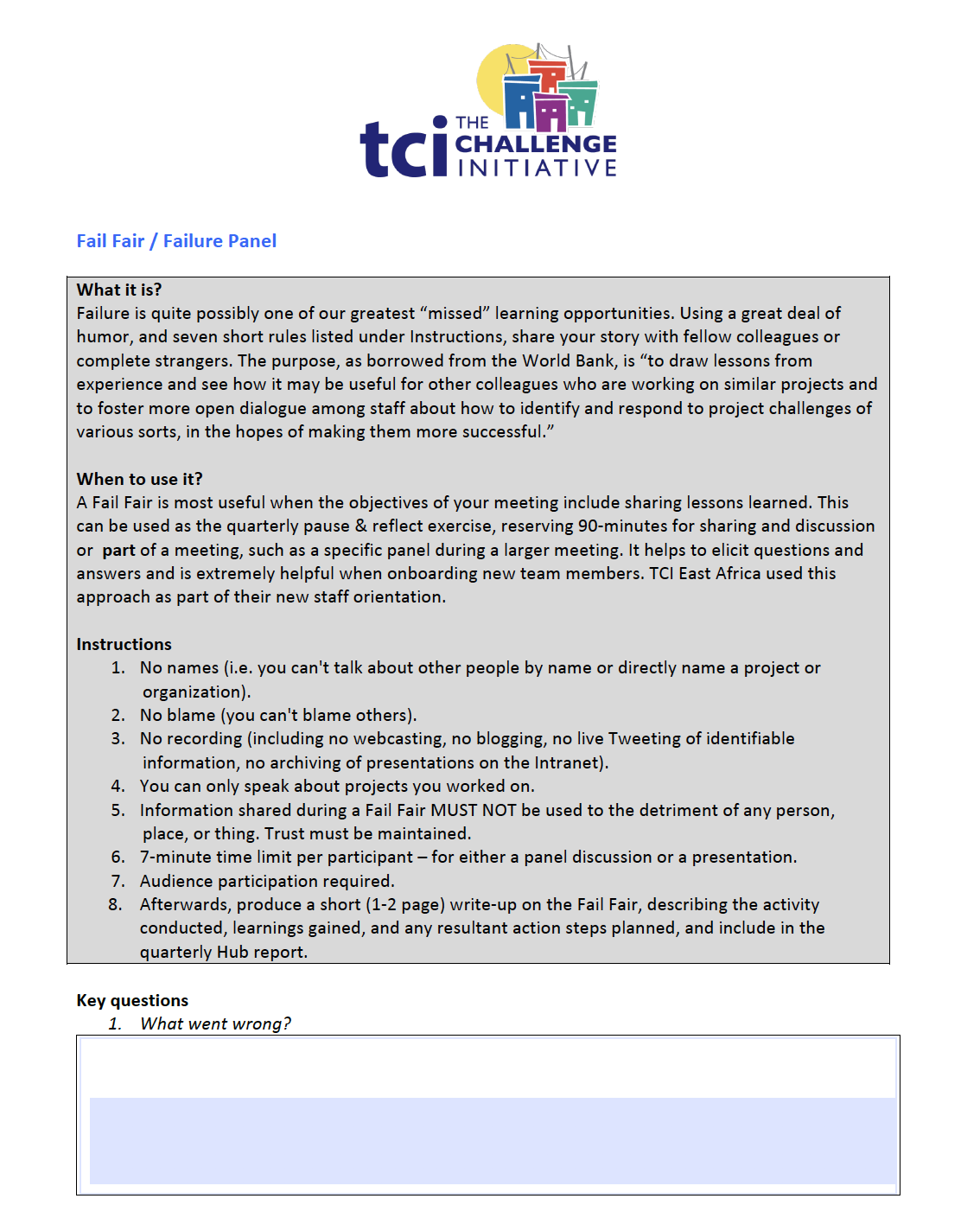 Fail Fair / Failure Panel