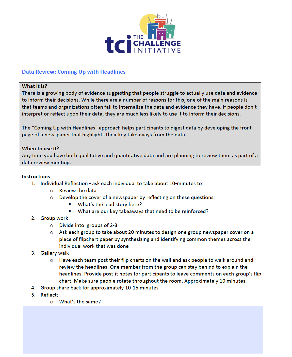 Data Review: Coming Up With Headlines