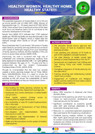 Advocacy Fact Sheets for Taraba State