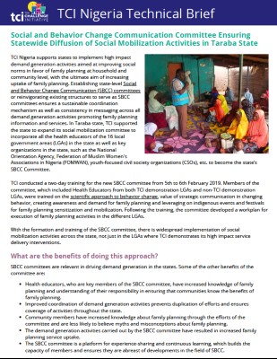 Social and Behavior Change Communication Committee Ensuring Statewide Diffusion of Social Mobilization Activities in Taraba State