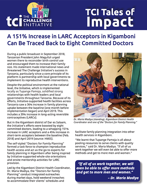 Kigamboni, Tanzania, Sees 151% in LARC Acceptors Due to Committed Doctors