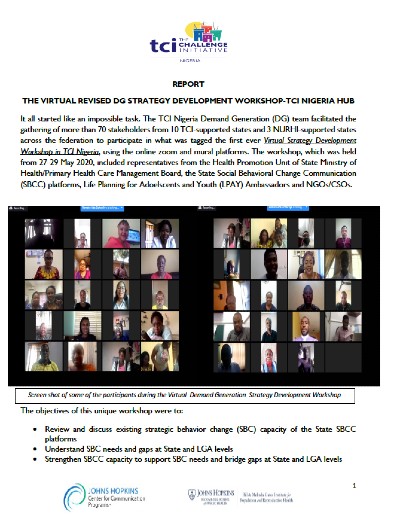 Summary Report: Virtual Revised Demand Generation Strategy Development Workshop