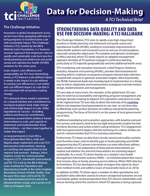 Data for Decision-Making – A TCI Technical Brief
