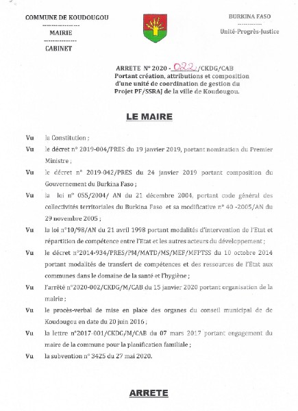La mise en place de l’Unité de Coordination et de Gestion (UCG)