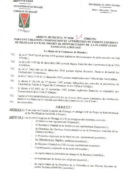 La mise en place du Comité Conjoint de Pilotage (CCP)