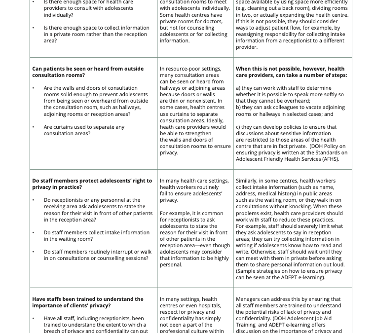 Exemples de recommandations pour garantir le respect de la vie privée