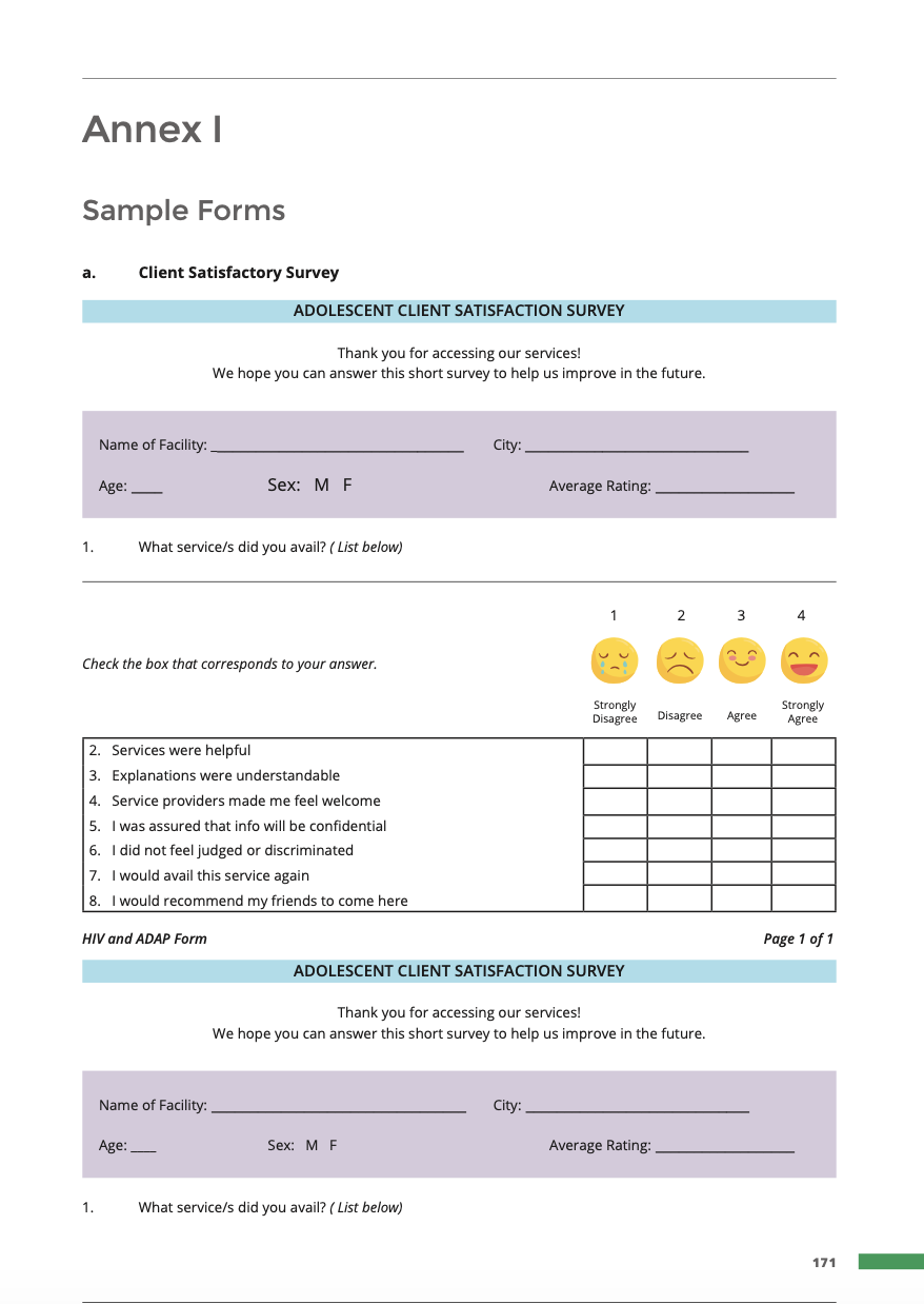Sample Adolescent Client Satisfaction Survey