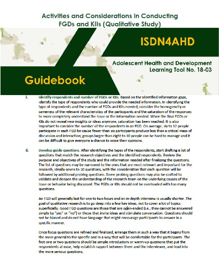 Activités et considérations dans la conduite des DG et des ICI (étude qualitative)