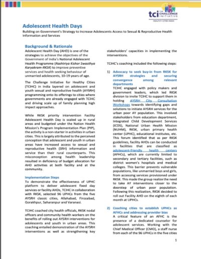 TCI انڈیا لرننگ سیریز: نوعمر بچوں کی صحت کے دن