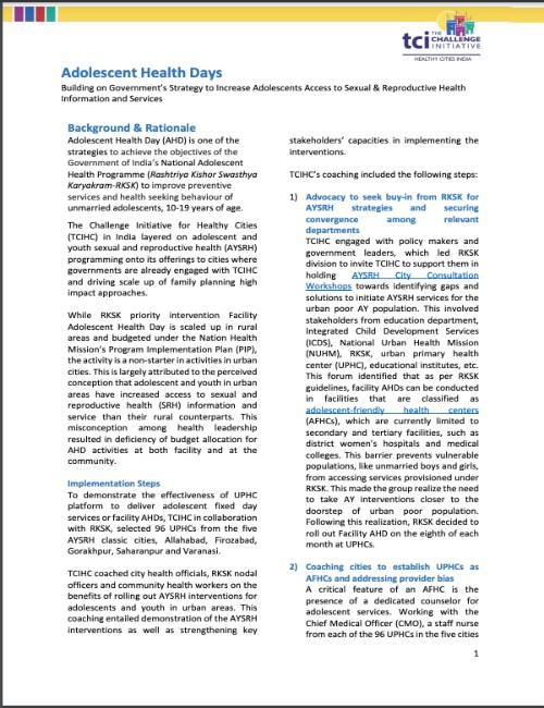 TCI India Learning Series: Adolescent Health Days