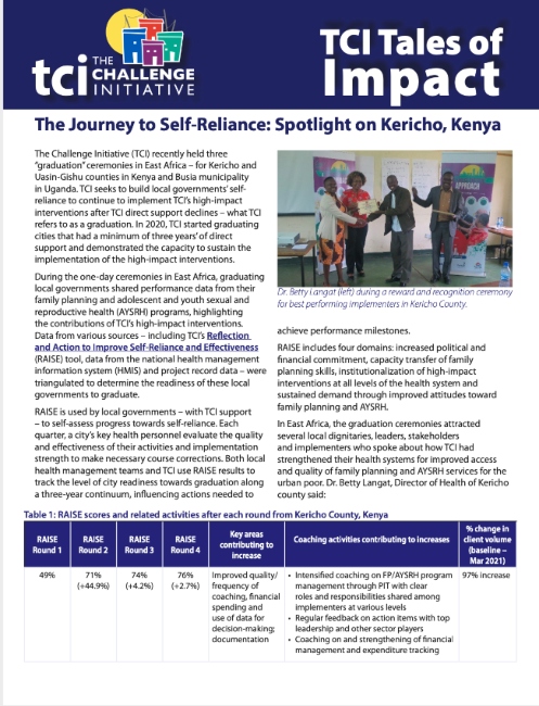 The Journey to Self-Reliance: Spotlight on Kericho, Kenya