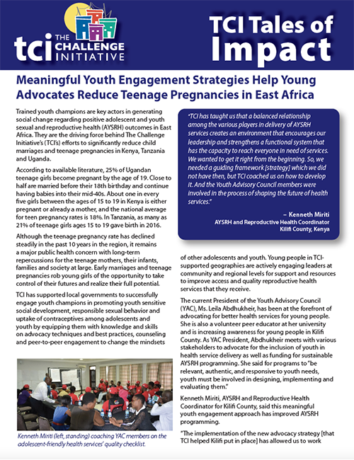 Meaningful Youth Engagement Strategies Help Young  Advocates Reduce Teenage Pregnancies in East Africa
