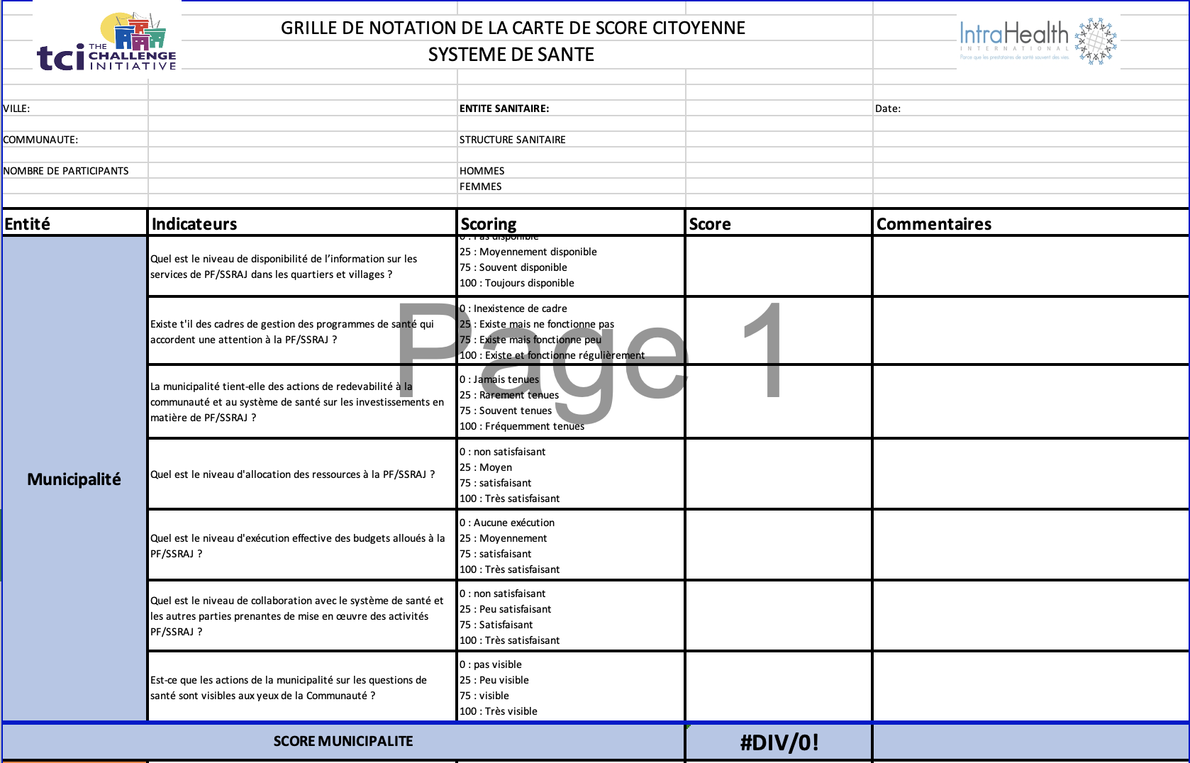 Grille de notation CSC