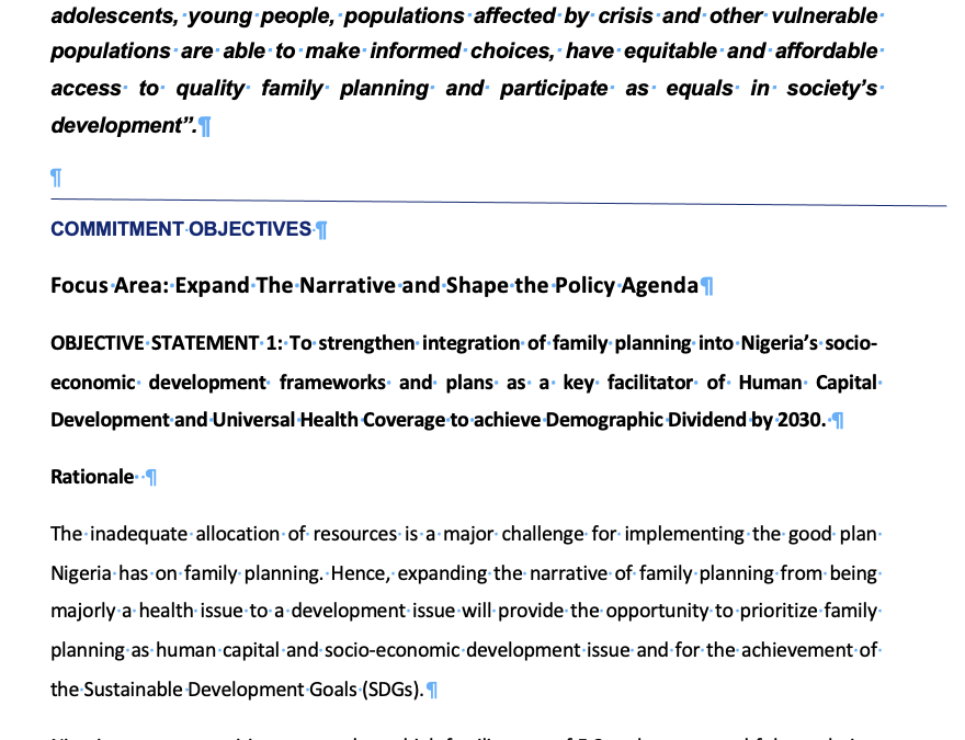 FP2030 Nigeria Commitment Form
