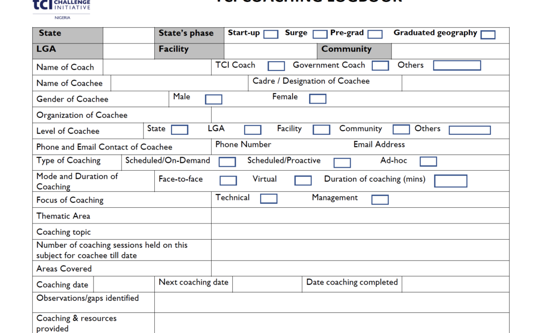 TCI Nigeria Coaching Logbook