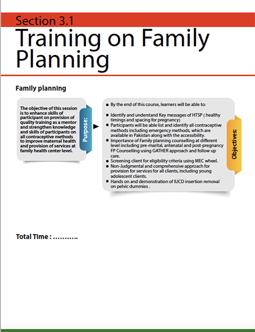 Pakistan FP Advance Training Package