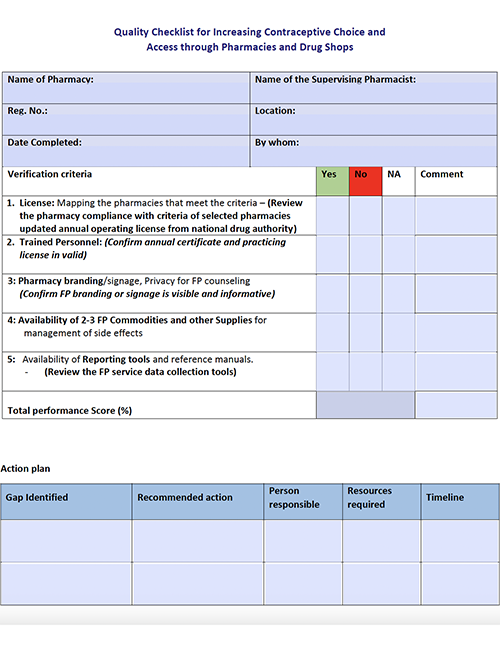 Increasing Youth Access Through Pharmacies and Drug Shops Checklist