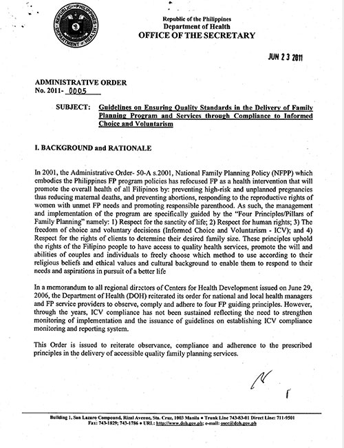 Guidelines on Ensuring Quality Standards through Compliance to Informed Choice and Voluntarism