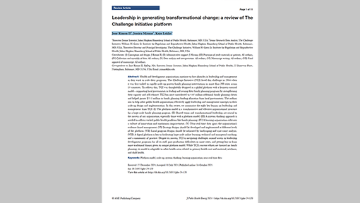 Leadership in Action: Journal of Public Health and Emergency Publishes Review of The Challenge Initiative’s Platform Model